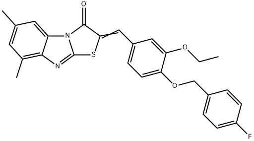 2-{3-ethoxy-4-[(4-fluorobenzyl)oxy]benzylidene}-6,8-dimethyl[1,3]thiazolo[3,2-a]benzimidazol-3(2H)-one Structure