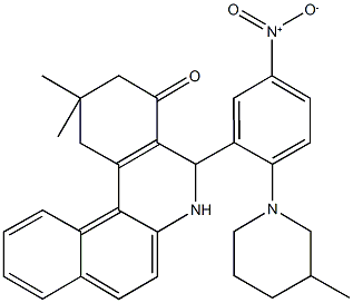 5-[5-nitro-2-(3-methyl-1-piperidinyl)phenyl]-2,2-dimethyl-2,3,5,6-tetrahydrobenzo[a]phenanthridin-4(1H)-one Structure