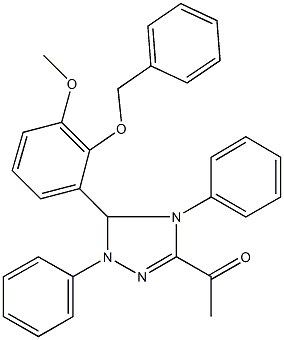 1-{5-[2-(benzyloxy)-3-methoxyphenyl]-1,4-diphenyl-4,5-dihydro-1H-1,2,4-triazol-3-yl}ethanone Struktur