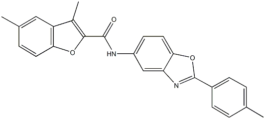 3,5-dimethyl-N-[2-(4-methylphenyl)-1,3-benzoxazol-5-yl]-1-benzofuran-2-carboxamide Structure