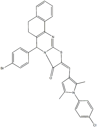 7-(4-bromophenyl)-10-{[1-(4-chlorophenyl)-2,5-dimethyl-1H-pyrrol-3-yl]methylene}-5,7-dihydro-6H-benzo[h][1,3]thiazolo[2,3-b]quinazolin-9(10H)-one Structure