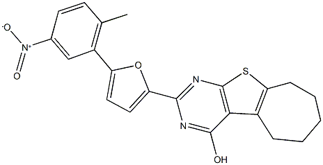 2-(5-{5-nitro-2-methylphenyl}-2-furyl)-6,7,8,9-tetrahydro-5H-cyclohepta[4,5]thieno[2,3-d]pyrimidin-4-ol,353502-31-5,结构式