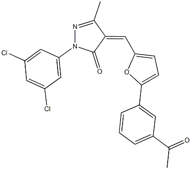 4-{[5-(3-acetylphenyl)-2-furyl]methylene}-2-(3,5-dichlorophenyl)-5-methyl-2,4-dihydro-3H-pyrazol-3-one Structure