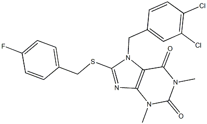 7-(3,4-dichlorobenzyl)-8-[(4-fluorobenzyl)sulfanyl]-1,3-dimethyl-3,7-dihydro-1H-purine-2,6-dione Structure