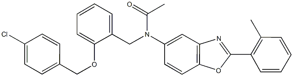 N-{2-[(4-chlorobenzyl)oxy]benzyl}-N-[2-(2-methylphenyl)-1,3-benzoxazol-5-yl]acetamide 结构式