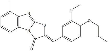 2-(3-methoxy-4-propoxybenzylidene)-8-methyl[1,3]thiazolo[3,2-a]benzimidazol-3(2H)-one 化学構造式