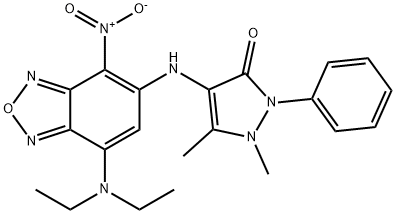 4-({7-(diethylamino)-4-nitro-2,1,3-benzoxadiazol-5-yl}amino)-1,5-dimethyl-2-phenyl-1,2-dihydro-3H-pyrazol-3-one 结构式