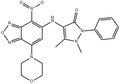 4-{[4-nitro-7-(4-morpholinyl)-2,1,3-benzoxadiazol-5-yl]amino}-1,5-dimethyl-2-phenyl-1,2-dihydro-3H-pyrazol-3-one 结构式
