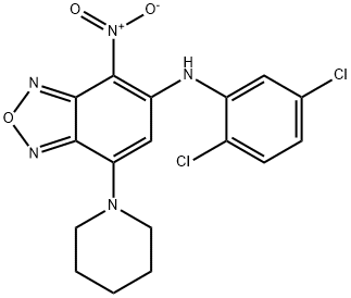 5-(2,5-dichloroanilino)-4-nitro-7-(1-piperidinyl)-2,1,3-benzoxadiazole Struktur