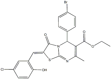 ethyl 5-(4-bromophenyl)-2-(5-chloro-2-hydroxybenzylidene)-7-methyl-3-oxo-2,3-dihydro-5H-[1,3]thiazolo[3,2-a]pyrimidine-6-carboxylate,353508-73-3,结构式