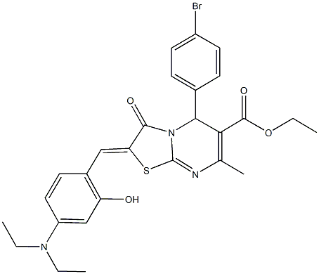 ethyl 5-(4-bromophenyl)-2-[4-(diethylamino)-2-hydroxybenzylidene]-7-methyl-3-oxo-2,3-dihydro-5H-[1,3]thiazolo[3,2-a]pyrimidine-6-carboxylate,353508-78-8,结构式