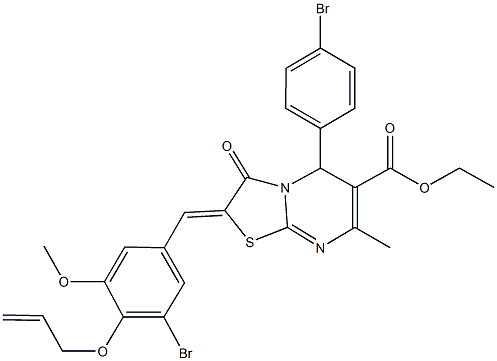 ethyl 2-[4-(allyloxy)-3-bromo-5-methoxybenzylidene]-5-(4-bromophenyl)-7-methyl-3-oxo-2,3-dihydro-5H-[1,3]thiazolo[3,2-a]pyrimidine-6-carboxylate Struktur