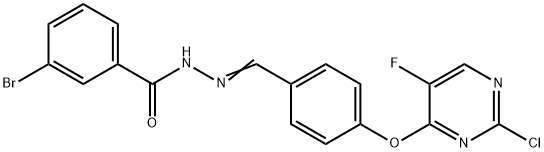 3-bromo-N'-{4-[(2-chloro-5-fluoro-4-pyrimidinyl)oxy]benzylidene}benzohydrazide 结构式