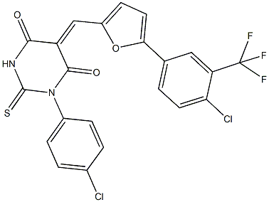 353509-36-1 1-(4-chlorophenyl)-5-({5-[4-chloro-3-(trifluoromethyl)phenyl]-2-furyl}methylene)-2-thioxodihydro-4,6(1H,5H)-pyrimidinedione