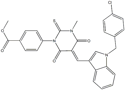 353509-52-1 methyl 4-(5-{[1-(4-chlorobenzyl)-1H-indol-3-yl]methylene}-3-methyl-4,6-dioxo-2-thioxotetrahydro-1(2H)-pyrimidinyl)benzoate