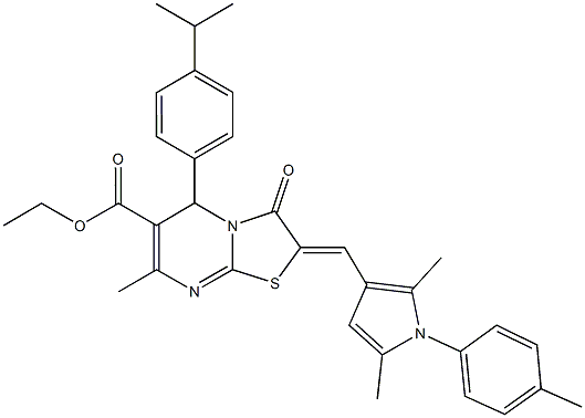 ethyl 2-{[2,5-dimethyl-1-(4-methylphenyl)-1H-pyrrol-3-yl]methylene}-5-(4-isopropylphenyl)-7-methyl-3-oxo-2,3-dihydro-5H-[1,3]thiazolo[3,2-a]pyrimidine-6-carboxylate|