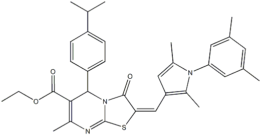 ethyl 2-{[1-(3,5-dimethylphenyl)-2,5-dimethyl-1H-pyrrol-3-yl]methylene}-5-(4-isopropylphenyl)-7-methyl-3-oxo-2,3-dihydro-5H-[1,3]thiazolo[3,2-a]pyrimidine-6-carboxylate|