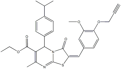 ethyl 5-(4-isopropylphenyl)-2-[3-methoxy-4-(2-propynyloxy)benzylidene]-7-methyl-3-oxo-2,3-dihydro-5H-[1,3]thiazolo[3,2-a]pyrimidine-6-carboxylate Structure