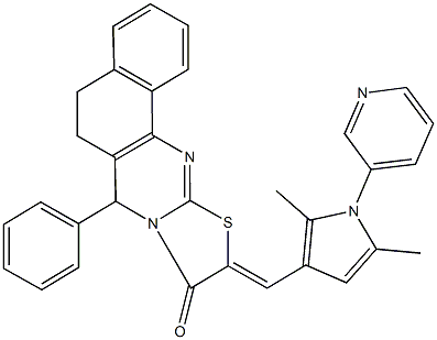 10-{[2,5-dimethyl-1-(3-pyridinyl)-1H-pyrrol-3-yl]methylene}-7-phenyl-5,7-dihydro-6H-benzo[h][1,3]thiazolo[2,3-b]quinazolin-9(10H)-one Structure