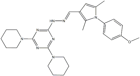 1-(4-methoxyphenyl)-2,5-dimethyl-1H-pyrrole-3-carbaldehyde [4,6-di(1-piperidinyl)-1,3,5-triazin-2-yl]hydrazone Structure