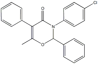3-(4-chlorophenyl)-6-methyl-2,5-diphenyl-2,3-dihydro-4H-1,3-oxazin-4-one Struktur
