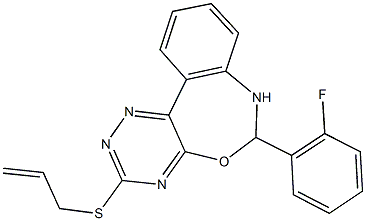 3-(allylsulfanyl)-6-(2-fluorophenyl)-6,7-dihydro[1,2,4]triazino[5,6-d][3,1]benzoxazepine 化学構造式