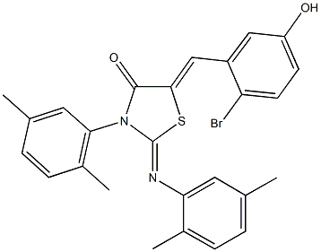 5-(2-bromo-5-hydroxybenzylidene)-3-(2,5-dimethylphenyl)-2-[(2,5-dimethylphenyl)imino]-1,3-thiazolidin-4-one Structure