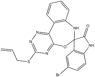 3'-(allylsulfanyl)-5-bromo-1,3,6',7'-tetrahydrospiro[2H-indole-3,6'-[1,2,4]triazino[5,6-d][3,1]benzoxazepine]-2-one Structure