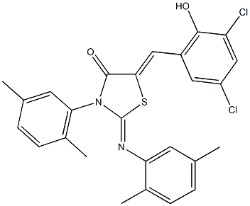 5-(3,5-dichloro-2-hydroxybenzylidene)-3-(2,5-dimethylphenyl)-2-[(2,5-dimethylphenyl)imino]-1,3-thiazolidin-4-one Structure