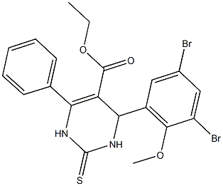 ethyl 4-(3,5-dibromo-2-methoxyphenyl)-6-phenyl-2-thioxo-1,2,3,4-tetrahydro-5-pyrimidinecarboxylate Structure