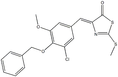 4-[4-(benzyloxy)-3-chloro-5-methoxybenzylidene]-2-(methylsulfanyl)-1,3-thiazol-5(4H)-one Struktur