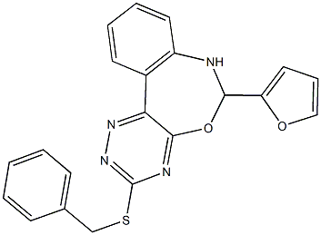 3-(benzylsulfanyl)-6-(2-furyl)-6,7-dihydro[1,2,4]triazino[5,6-d][3,1]benzoxazepine Structure