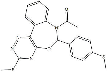 7-acetyl-3-(methylsulfanyl)-6-[4-(methylsulfanyl)phenyl]-6,7-dihydro[1,2,4]triazino[5,6-d][3,1]benzoxazepine Structure