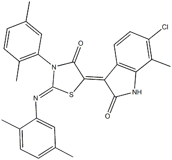 6-chloro-3-{3-(2,5-dimethylphenyl)-2-[(2,5-dimethylphenyl)imino]-4-oxo-1,3-thiazolidin-5-ylidene}-7-methyl-1,3-dihydro-2H-indol-2-one Structure