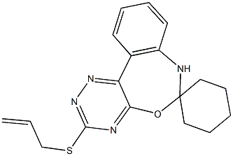 3-(allylsulfanyl)-6,7-dihydrospiro([1,2,4]triazino[5,6-d][3,1]benzoxazepine-6,1'-cyclohexane) Struktur
