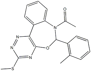 7-acetyl-6-(2-methylphenyl)-6,7-dihydro[1,2,4]triazino[5,6-d][3,1]benzoxazepin-3-yl methyl sulfide Struktur