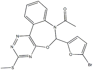7-acetyl-6-(5-bromo-2-furyl)-6,7-dihydro[1,2,4]triazino[5,6-d][3,1]benzoxazepin-3-yl methyl sulfide Struktur