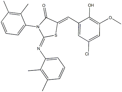 5-(5-chloro-2-hydroxy-3-methoxybenzylidene)-3-(2,3-dimethylphenyl)-2-[(2,3-dimethylphenyl)imino]-1,3-thiazolidin-4-one 结构式