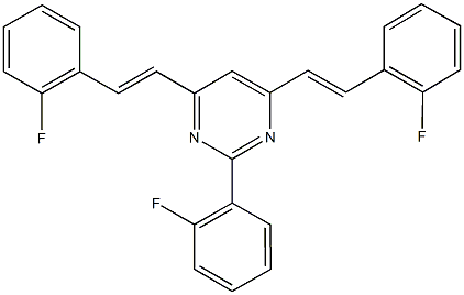 2-(2-fluorophenyl)-4,6-bis[2-(2-fluorophenyl)vinyl]pyrimidine Struktur
