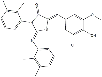 5-(3-chloro-4-hydroxy-5-methoxybenzylidene)-3-(2,3-dimethylphenyl)-2-[(2,3-dimethylphenyl)imino]-1,3-thiazolidin-4-one 结构式