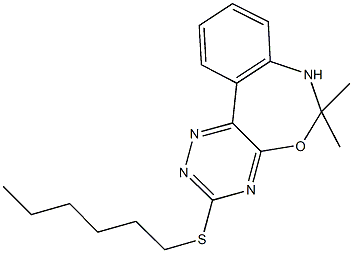 3-(hexylsulfanyl)-6,6-dimethyl-6,7-dihydro[1,2,4]triazino[5,6-d][3,1]benzoxazepine 结构式