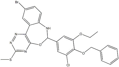 6-[4-(benzyloxy)-3-chloro-5-ethoxyphenyl]-10-bromo-3-(methylsulfanyl)-6,7-dihydro[1,2,4]triazino[5,6-d][3,1]benzoxazepine,353519-45-6,结构式