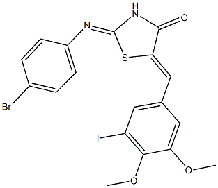 2-[(4-bromophenyl)imino]-5-(3-iodo-4,5-dimethoxybenzylidene)-1,3-thiazolidin-4-one Structure