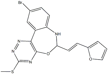 10-bromo-6-[2-(2-furyl)vinyl]-3-(methylsulfanyl)-6,7-dihydro[1,2,4]triazino[5,6-d][3,1]benzoxazepine 化学構造式