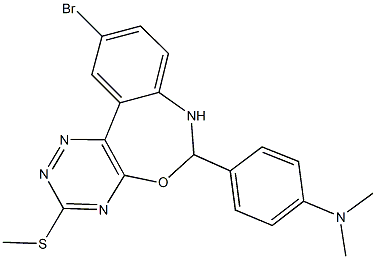 4-[10-bromo-3-(methylsulfanyl)-6,7-dihydro[1,2,4]triazino[5,6-d][3,1]benzoxazepin-6-yl]-N,N-dimethylaniline,353519-74-1,结构式