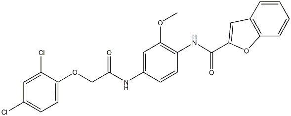 N-(4-{[(2,4-dichlorophenoxy)acetyl]amino}-2-methoxyphenyl)-1-benzofuran-2-carboxamide Struktur
