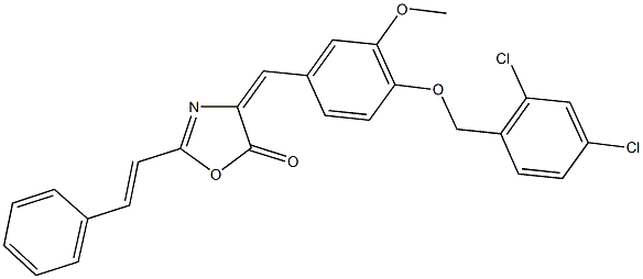 4-{4-[(2,4-dichlorobenzyl)oxy]-3-methoxybenzylidene}-2-(2-phenylvinyl)-1,3-oxazol-5(4H)-one,353760-97-1,结构式