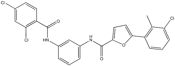 5-(3-chloro-2-methylphenyl)-N-{3-[(2,4-dichlorobenzoyl)amino]phenyl}-2-furamide 化学構造式