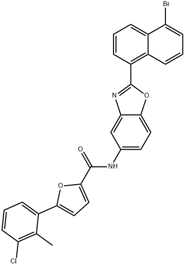 N-[2-(5-bromo-1-naphthyl)-1,3-benzoxazol-5-yl]-5-(3-chloro-2-methylphenyl)-2-furamide Structure