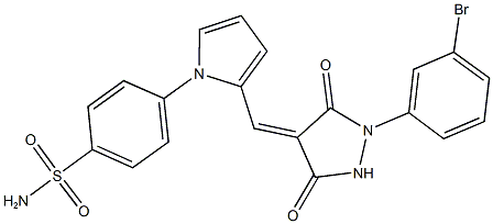 4-(2-{[1-(3-bromophenyl)-3,5-dioxo-4-pyrazolidinylidene]methyl}-1H-pyrrol-1-yl)benzenesulfonamide 化学構造式